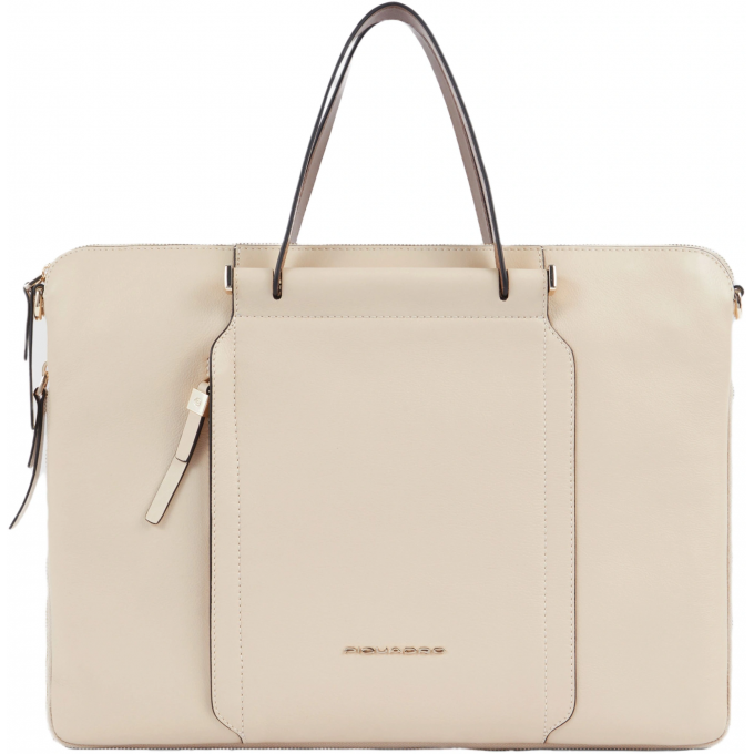 Деловая сумка женская PIQUADRO CIRCLE с отделением для ноутбука 15.6" бежевая/кофейная натуральная кожа CA4021W92/BECU